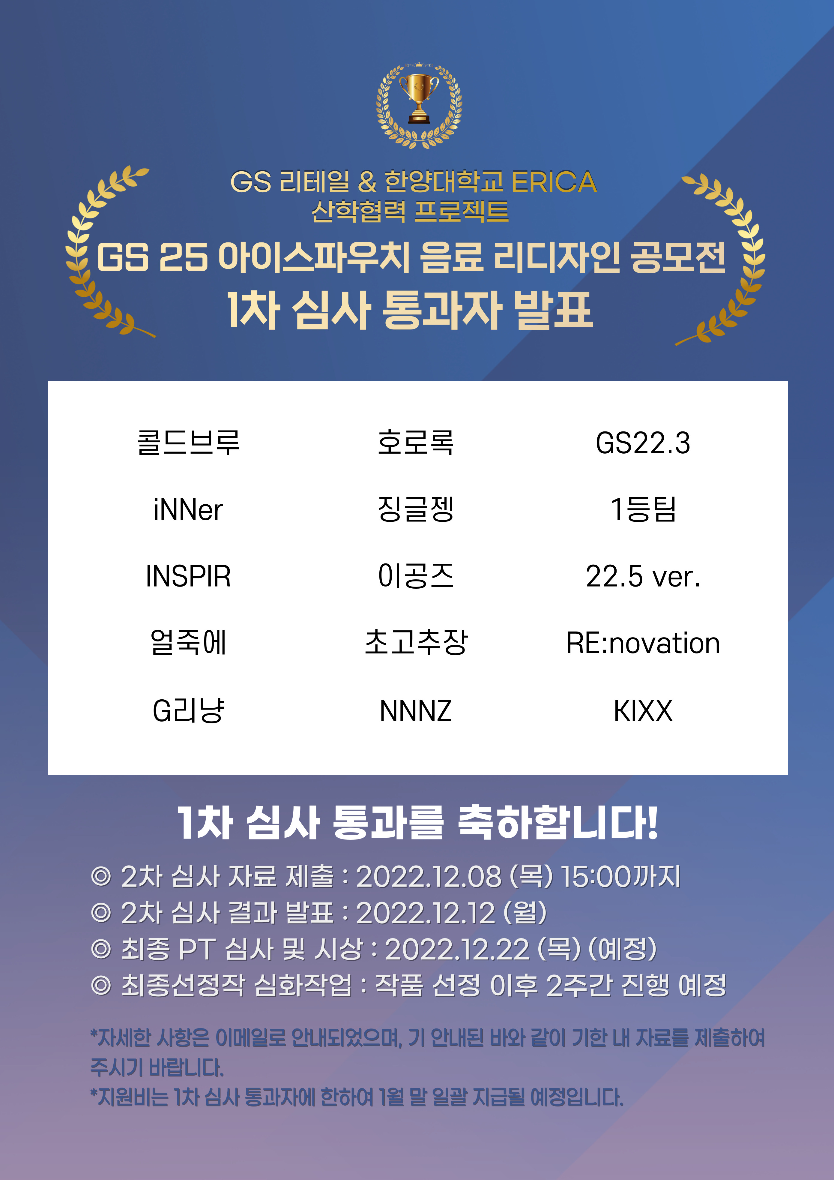 2022 GS 리테일 & 한양대학교 ERICA 산학협력 프로젝트 - 1차 심사 결과